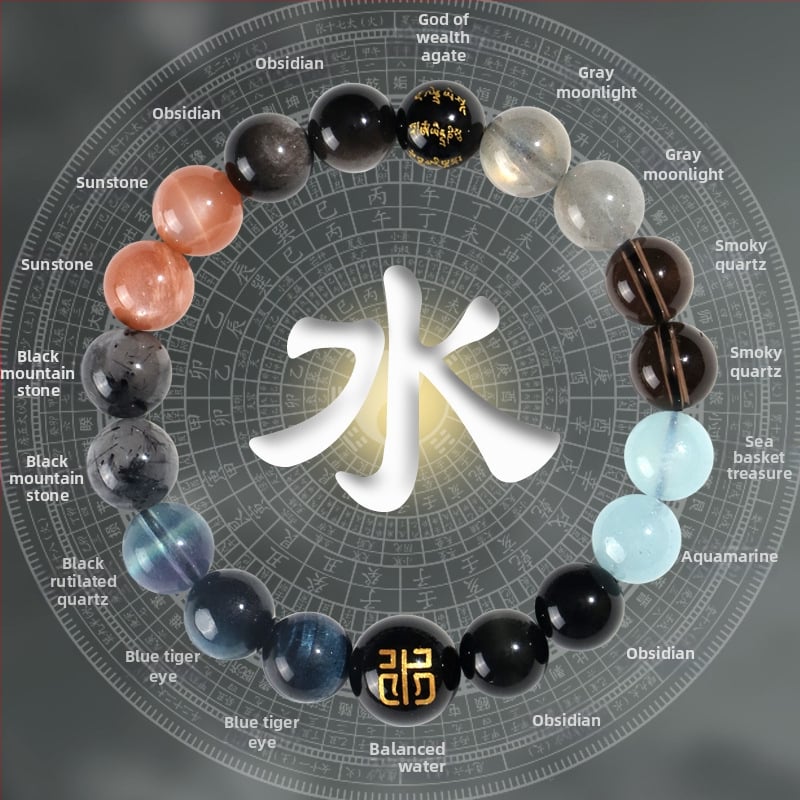 Penkių elementų apyrankė moterims, natūralus kristalas citrinas, rankų darbo, originalus dizainas