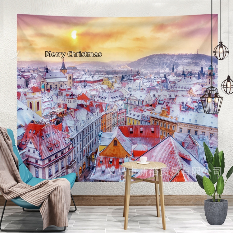 Poliesteru šķiedru gobelēns; mašīnveidīgā austs; taisnstūra forma; ainavu raksts; roku mazgāšana