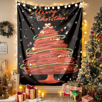 Ziemassvētku sienas gobelis - plūšains audums, poliesters 71–80%, mūsdienīgs minimālisma stils, pielāgojams