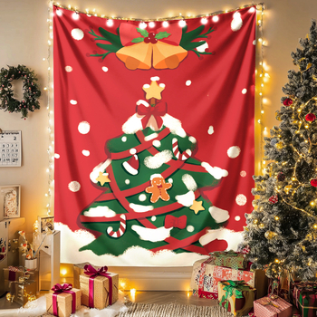 Ziemassvētku sienas gobelis - plūšains audums, poliesters 71–80%, mūsdienīgs minimālisma stils, pielāgojams