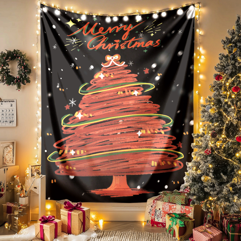 Ziemassvētku sienas gobelis - plūšains audums, poliesters 71–80%, mūsdienīgs minimālisma stils, pielāgojams