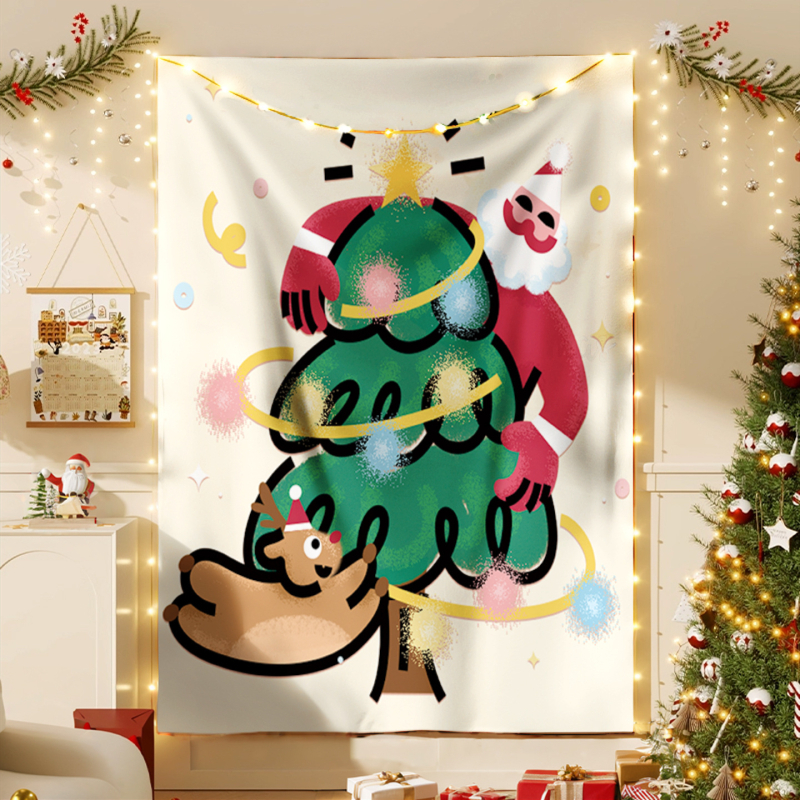 Ziemassvētku sienas gobelis - plūšains audums, poliesters 71–80%, mūsdienīgs minimālisma stils, pielāgojams