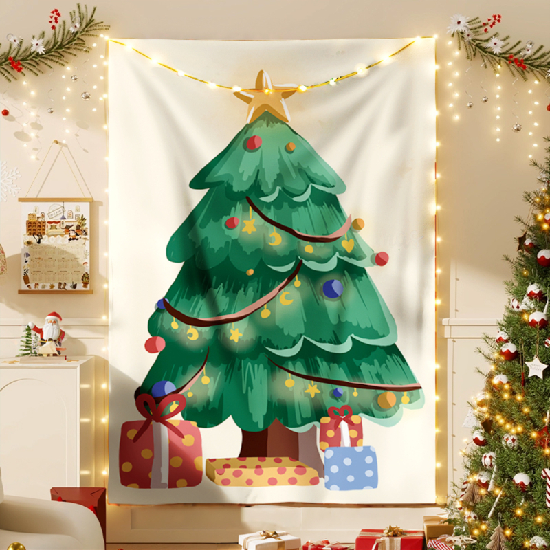 Ziemassvētku sienas gobelis - plūšains audums, poliesters 71–80%, mūsdienīgs minimālisma stils, pielāgojams