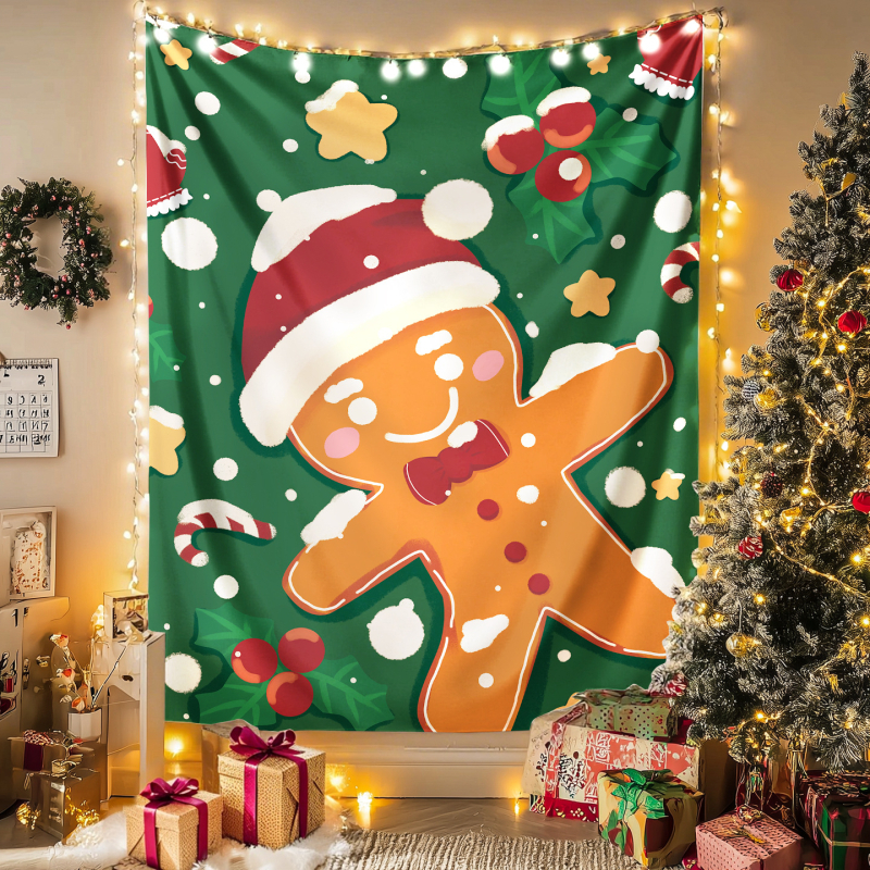 Ziemassvētku sienas gobelis - plūšains audums, poliesters 71–80%, mūsdienīgs minimālisma stils, pielāgojams