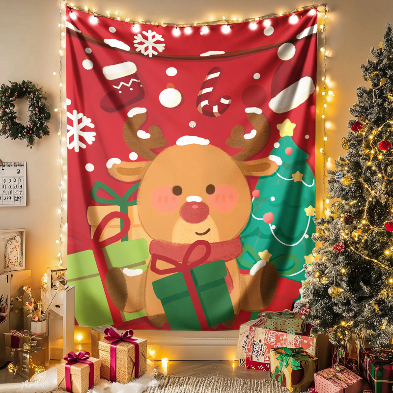 Ziemassvētku sienas gobelis - plūšains audums, poliesters 71–80%, mūsdienīgs minimālisma stils, pielāgojams