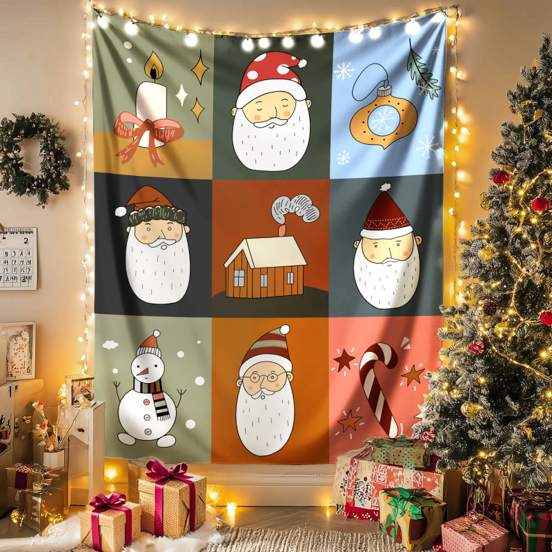 Ziemassvētku sienas gobelis - plūšains audums, poliesters 71–80%, mūsdienīgs minimālisma stils, pielāgojams