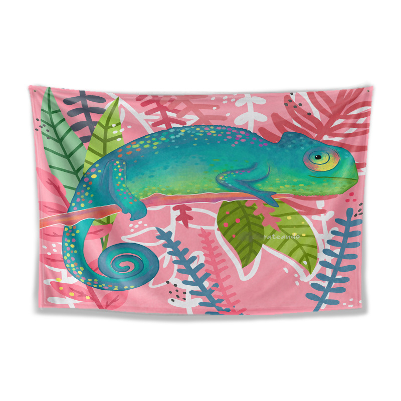 Dzīvnieku zīmējumu tapiserija animācijas stilā, poliesters, digitālais siltuma pārnešanas process, taisnstūra forma, Cartoon/Anime raksts, piemērota dzīvojamai istabai un guļamistabai