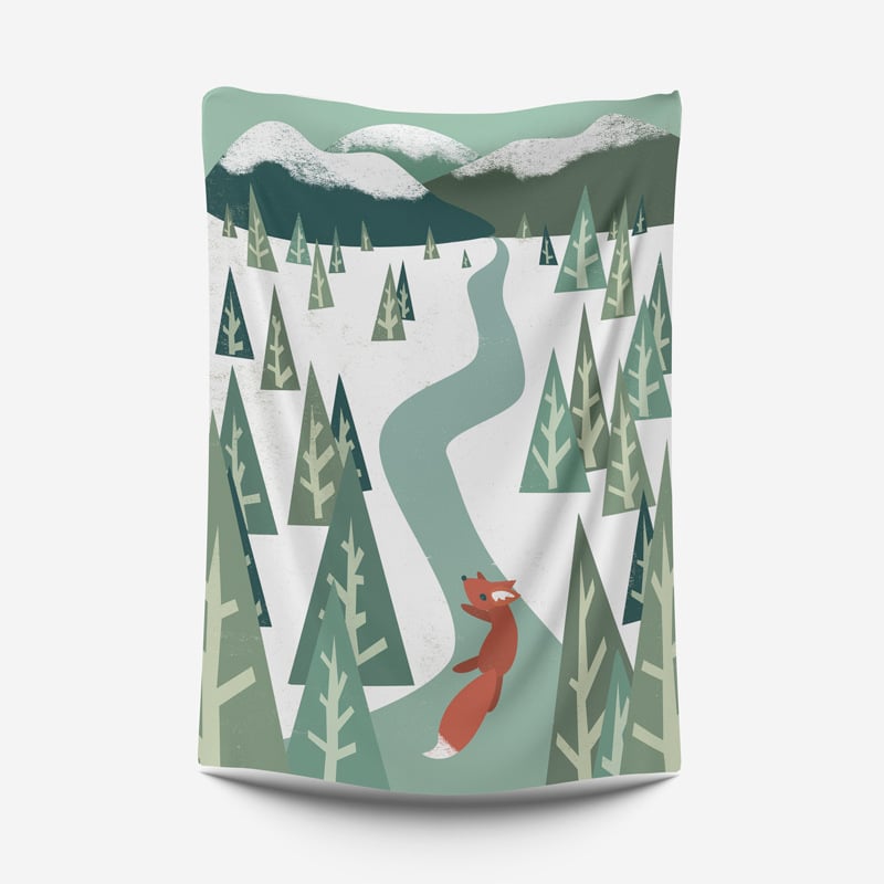 Dzīvnieku zīmējumu tapiserija animācijas stilā, poliesters, digitālais siltuma pārnešanas process, taisnstūra forma, Cartoon/Anime raksts, piemērota dzīvojamai istabai un guļamistabai