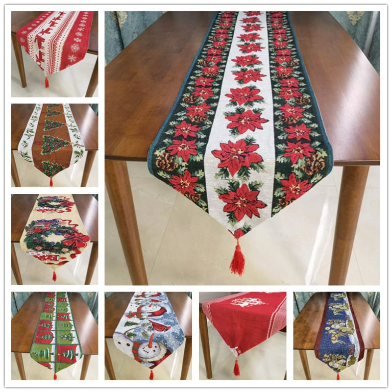Božićni jacquard stolni runner, 80% pamuk, 20% poliester, svečani uzorak