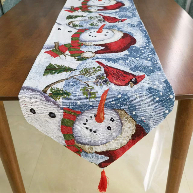 Božićni jacquard stolni runner, 80% pamuk, 20% poliester, svečani uzorak