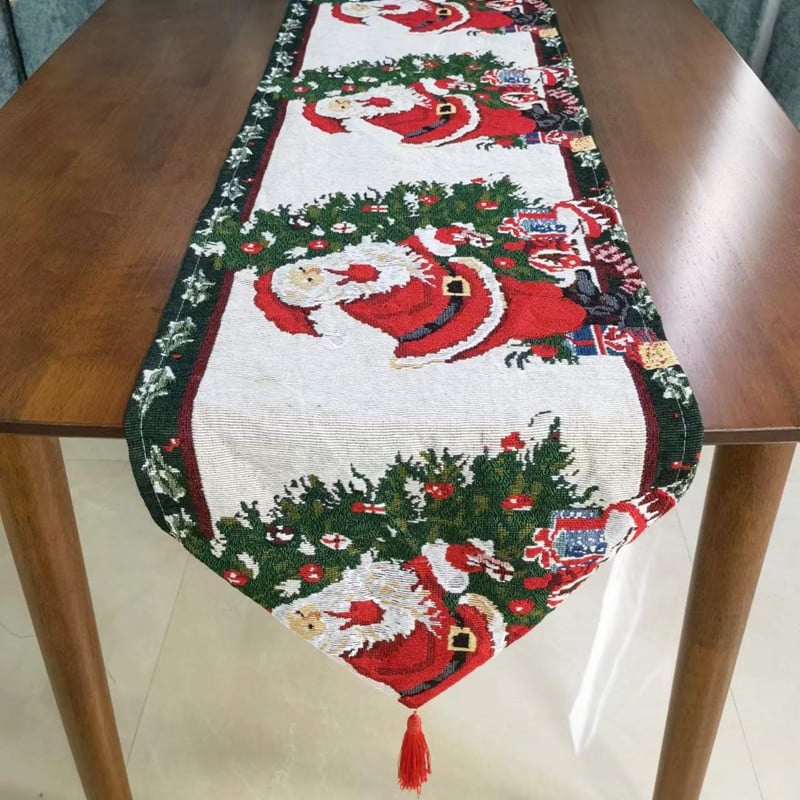 Božićni jacquard stolni runner, 80% pamuk, 20% poliester, svečani uzorak