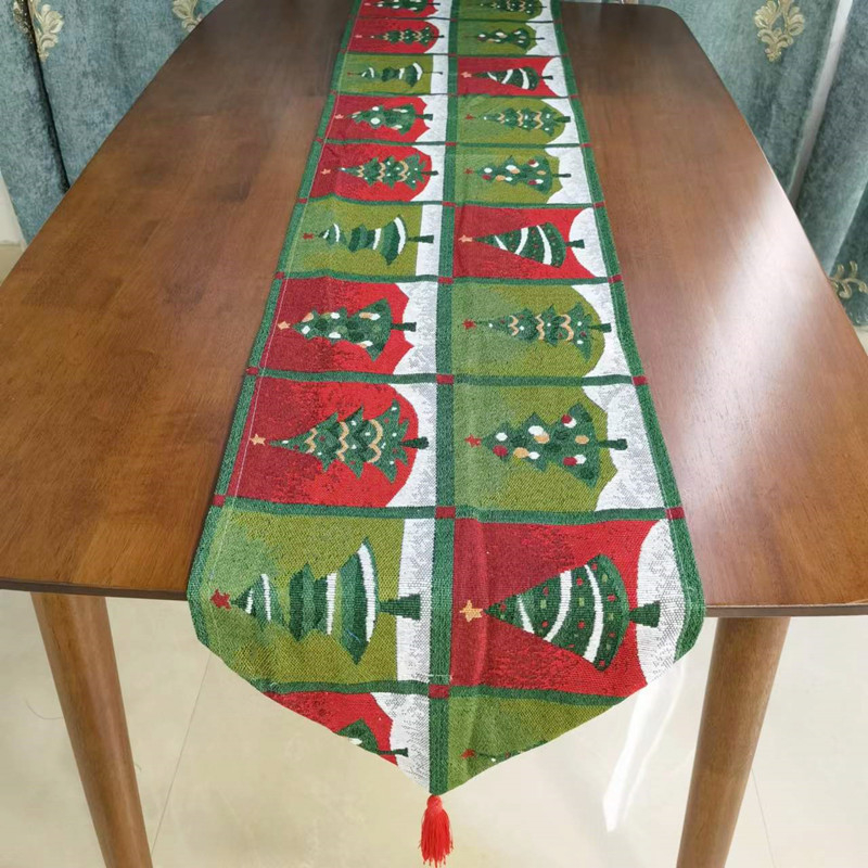 Božićni jacquard stolni runner, 80% pamuk, 20% poliester, svečani uzorak