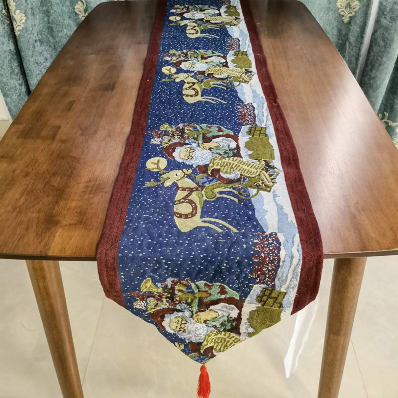 Božićni jacquard stolni runner, 80% pamuk, 20% poliester, svečani uzorak