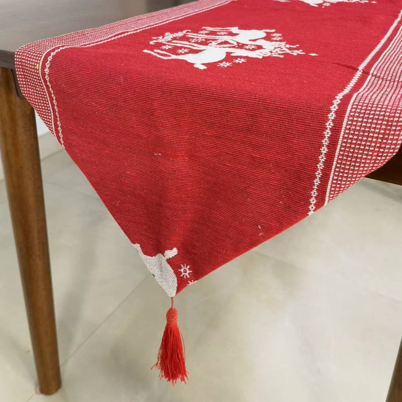 Božićni jacquard stolni runner, 80% pamuk, 20% poliester, svečani uzorak