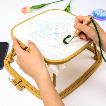 Krustdūrienu komplekts ar ABS plastmasas riņķi, 11CT audums, motīvs: personāži, DIY šūšana