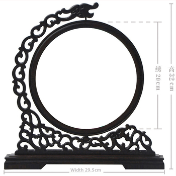 Koka rāmis, divpusējs fotoraams ar Suzhou izšuvumu, plastmasas plāksne, ziedu/zaļumu raksts, etnisks stils