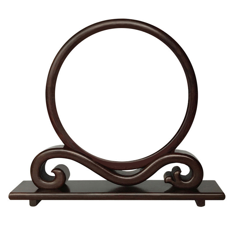 Koka rāmis, divpusējs fotoraams ar Suzhou izšuvumu, plastmasas plāksne, ziedu/zaļumu raksts, etnisks stils