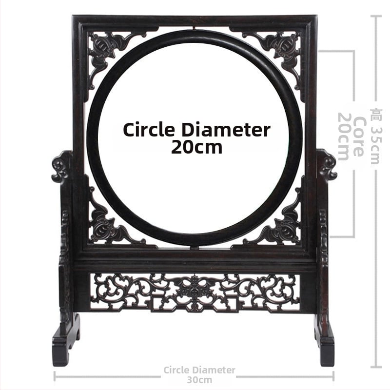 Koka rāmis, divpusējs fotoraams ar Suzhou izšuvumu, plastmasas plāksne, ziedu/zaļumu raksts, etnisks stils