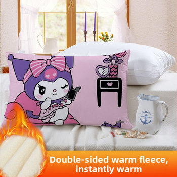 Divpusēja spilvendrāna bērniem Kuromi ar flīsa oderi, digitālā apdruka, 100% poliesters