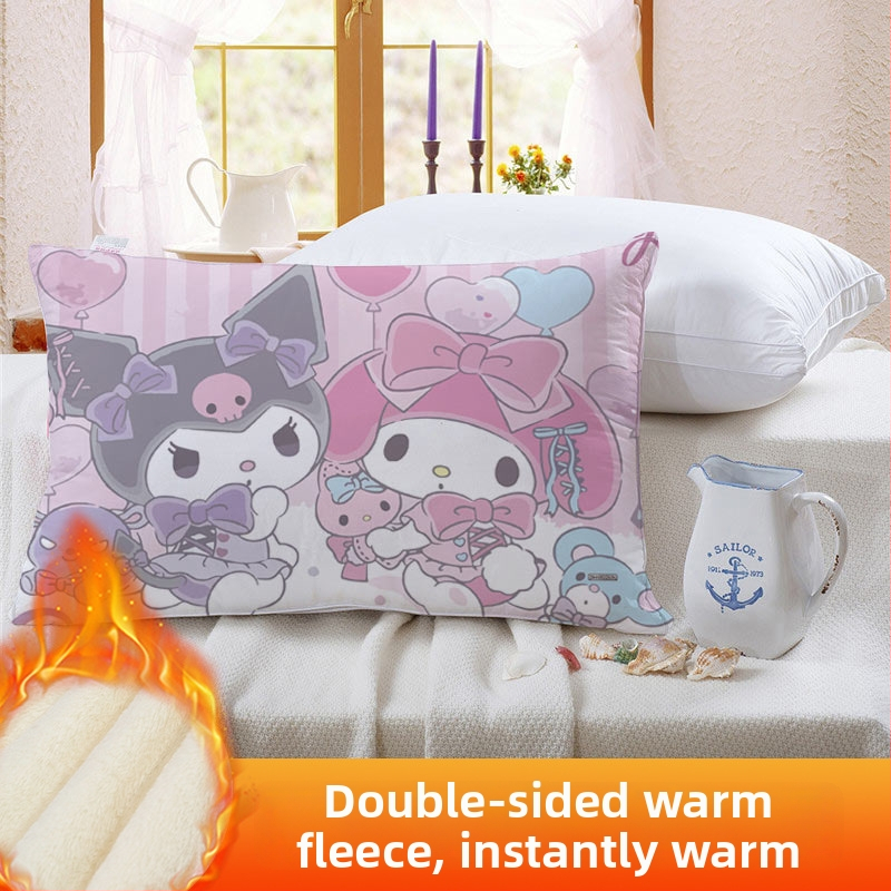 Divpusēja spilvendrāna bērniem Kuromi ar flīsa oderi, digitālā apdruka, 100% poliesters