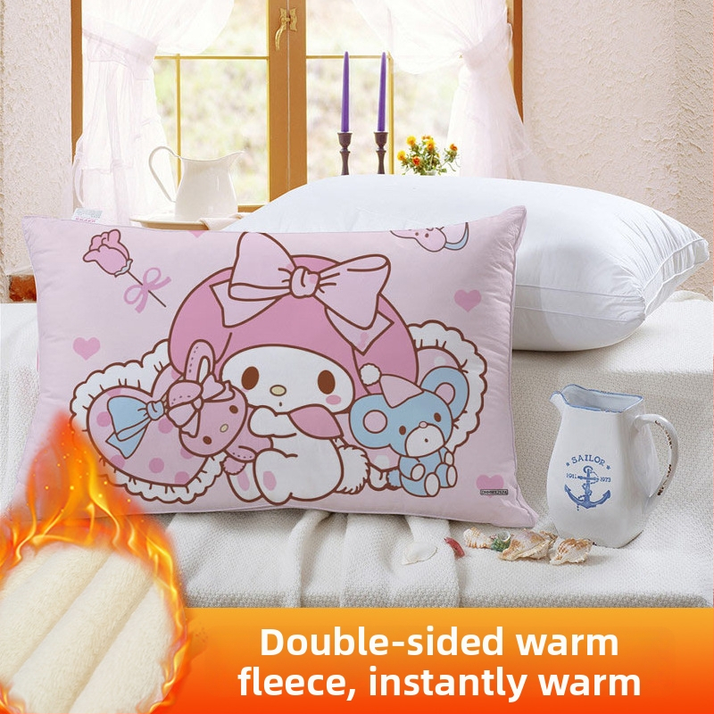 Divpusēja spilvendrāna bērniem Kuromi ar flīsa oderi, digitālā apdruka, 100% poliesters