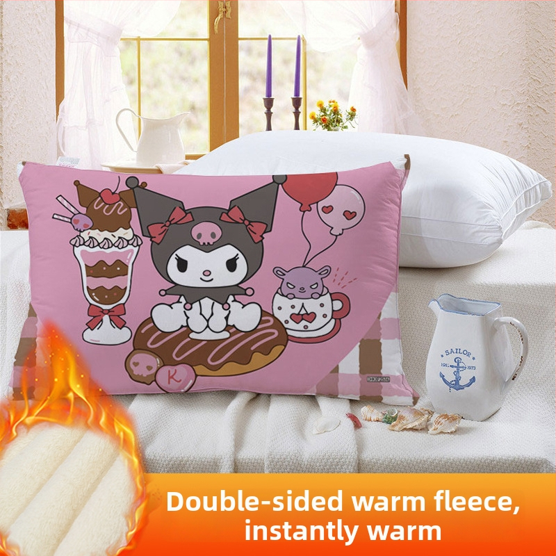 Divpusēja spilvendrāna bērniem Kuromi ar flīsa oderi, digitālā apdruka, 100% poliesters