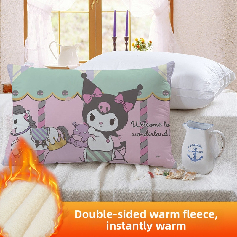 Divpusēja spilvendrāna bērniem Kuromi ar flīsa oderi, digitālā apdruka, 100% poliesters