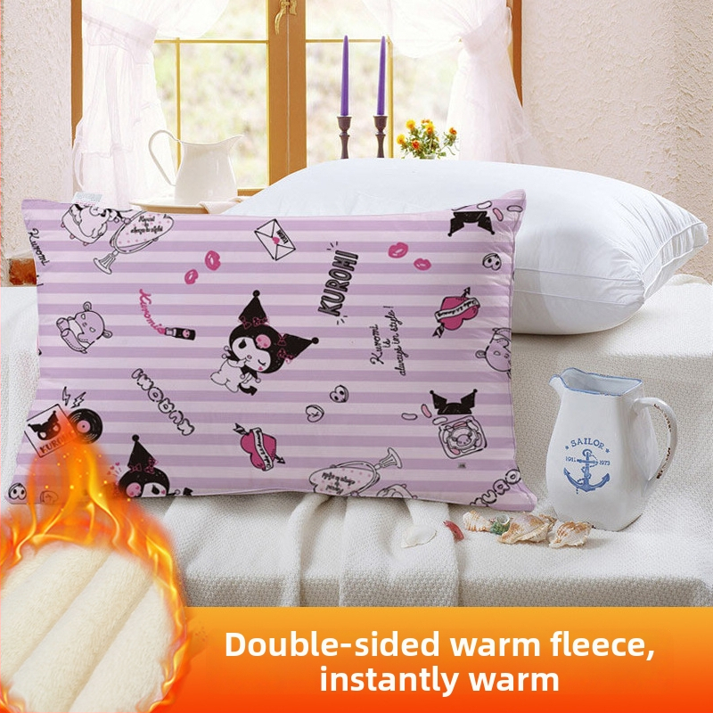 Divpusēja spilvendrāna bērniem Kuromi ar flīsa oderi, digitālā apdruka, 100% poliesters