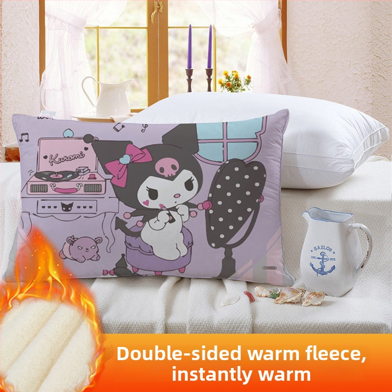 Divpusēja spilvendrāna bērniem Kuromi ar flīsa oderi, digitālā apdruka, 100% poliesters