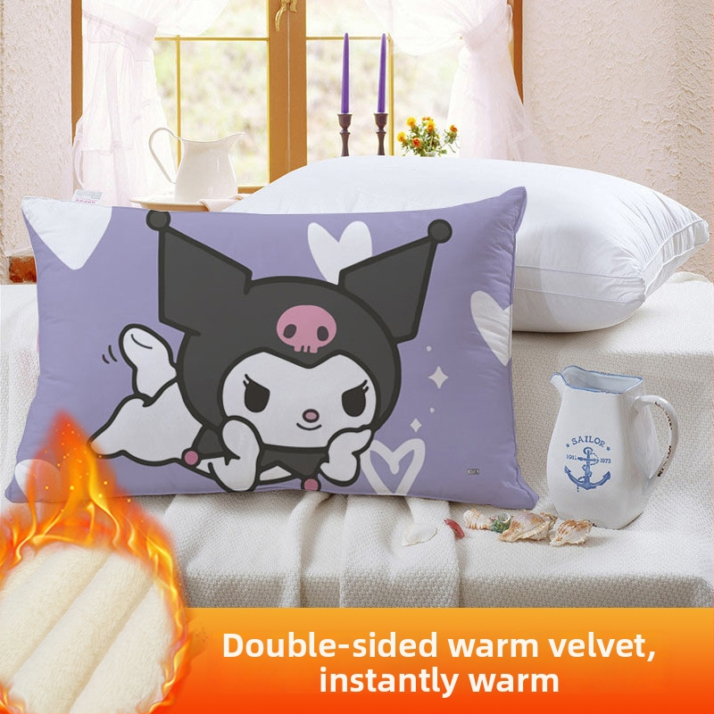 Divpusēja spilvendrāna bērniem Kuromi ar flīsa oderi, digitālā apdruka, 100% poliesters