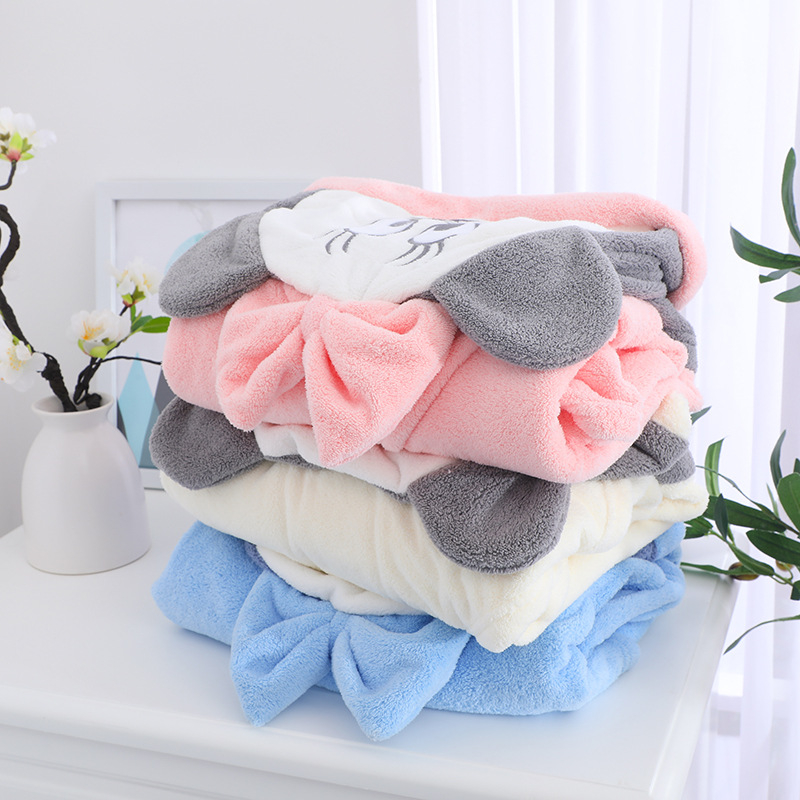 Dječji ručnik za tuširanje s kapuljačom, koralni flis, upijački i brzo suši, kapuljast ogrtač, 300–400 g, 20% nylon, 150D, vez/obični pleteni, prilagođena obrada