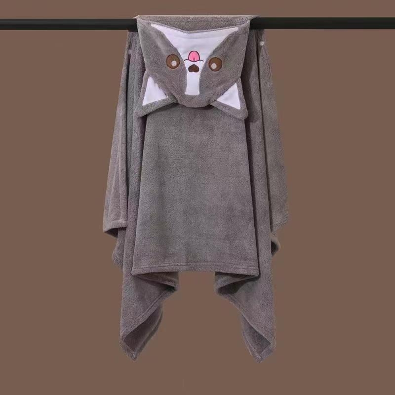 Dječji ručnik za tuširanje s kapuljačom, koralni flis, upijački i brzo suši, kapuljast ogrtač, 300–400 g, 20% nylon, 150D, vez/obični pleteni, prilagođena obrada
