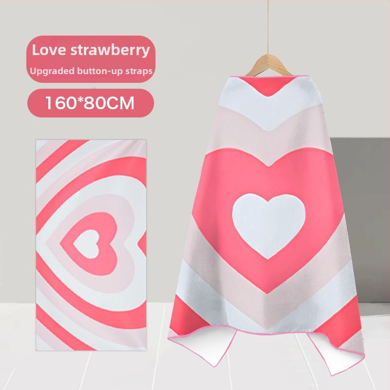 Nēsājamais mikroviļņu dvieļu pludmales pončo – ātri žūst, viegls, ar pogu kapuci; Materiāls: mikrofibra; Svars zem 100 g; Diegs: 150D; Jacquard aušana