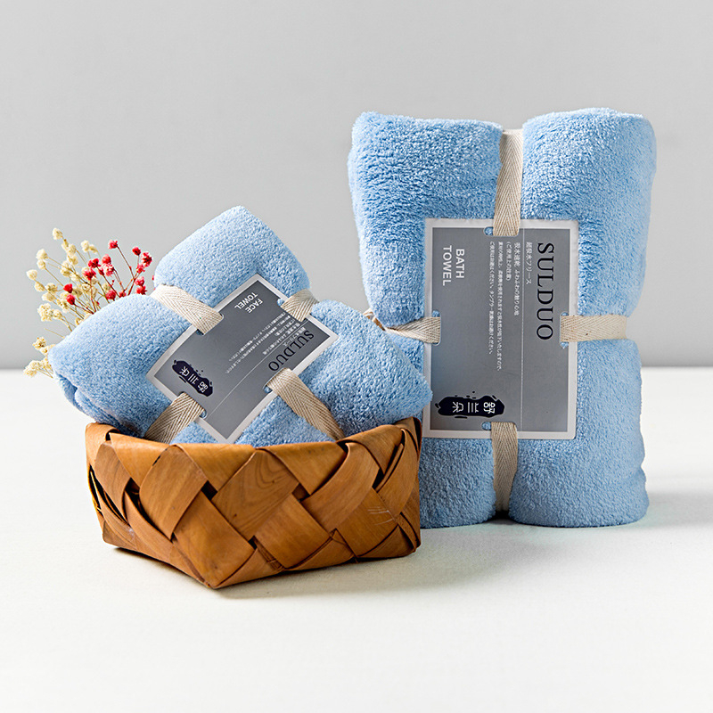 Vannas dvieļu komplekts (divi gabali) no warp-knit poliestera ar neilonu, korallfleks, GSM 200–300, maisījums 80/20, pavedienu skaits 32, pielāgota apstrāde — SULDUO/Shulando