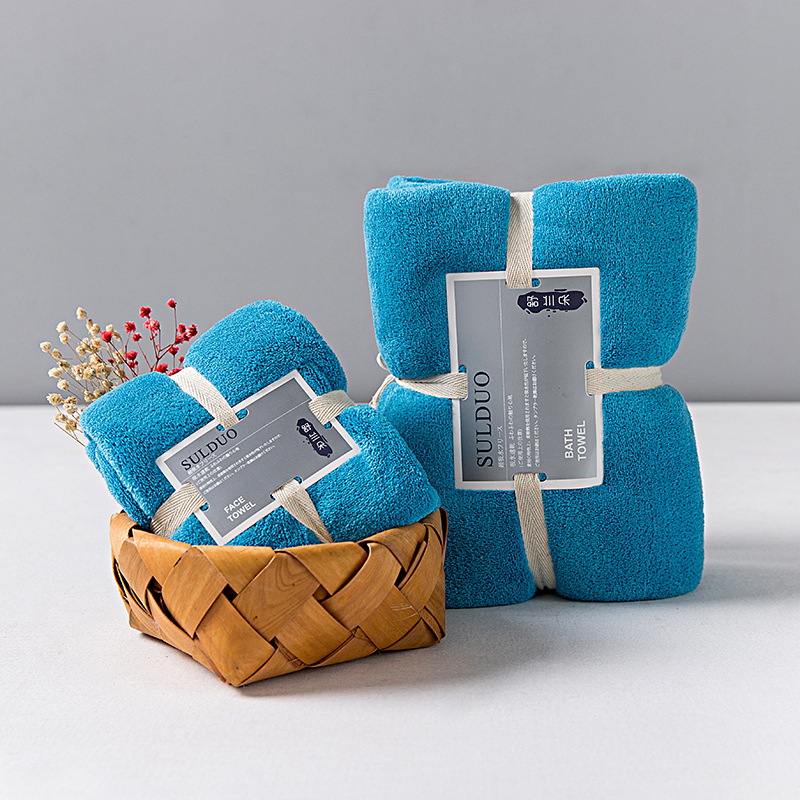 Vannas dvieļu komplekts (divi gabali) no warp-knit poliestera ar neilonu, korallfleks, GSM 200–300, maisījums 80/20, pavedienu skaits 32, pielāgota apstrāde — SULDUO/Shulando