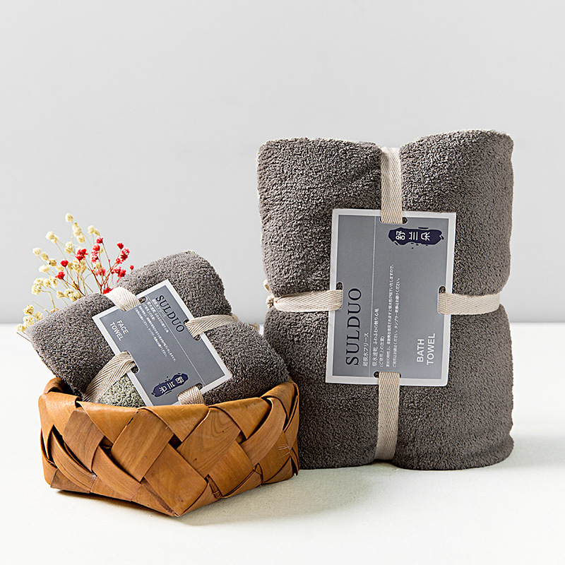 Vannas dvieļu komplekts (divi gabali) no warp-knit poliestera ar neilonu, korallfleks, GSM 200–300, maisījums 80/20, pavedienu skaits 32, pielāgota apstrāde — SULDUO/Shulando