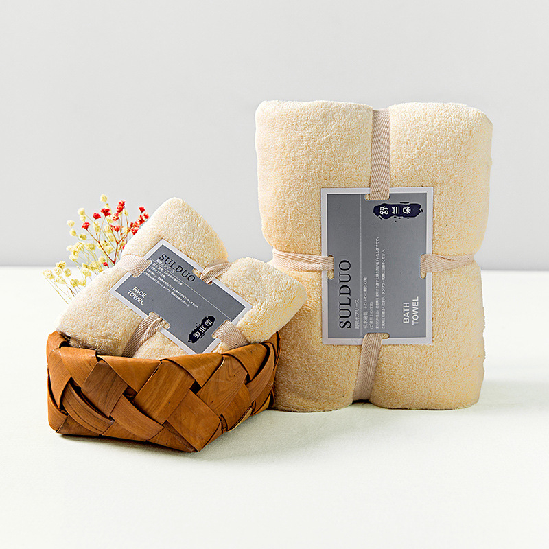 Vannas dvieļu komplekts (divi gabali) no warp-knit poliestera ar neilonu, korallfleks, GSM 200–300, maisījums 80/20, pavedienu skaits 32, pielāgota apstrāde — SULDUO/Shulando