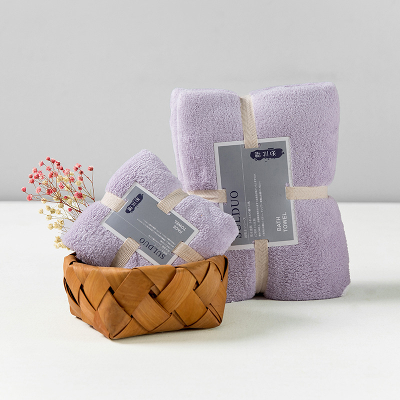 Vannas dvieļu komplekts (divi gabali) no warp-knit poliestera ar neilonu, korallfleks, GSM 200–300, maisījums 80/20, pavedienu skaits 32, pielāgota apstrāde — SULDUO/Shulando