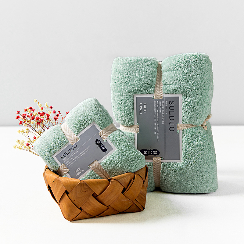 Vannas dvieļu komplekts (divi gabali) no warp-knit poliestera ar neilonu, korallfleks, GSM 200–300, maisījums 80/20, pavedienu skaits 32, pielāgota apstrāde — SULDUO/Shulando