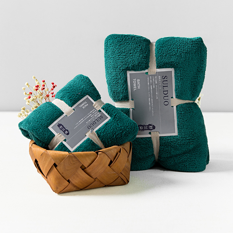 Vannas dvieļu komplekts (divi gabali) no warp-knit poliestera ar neilonu, korallfleks, GSM 200–300, maisījums 80/20, pavedienu skaits 32, pielāgota apstrāde — SULDUO/Shulando