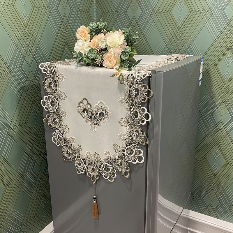 Changli ledusskapja pārsegs ar mežģīnēm un izšuvumu, pielāgojams, dzīvojamā istaba