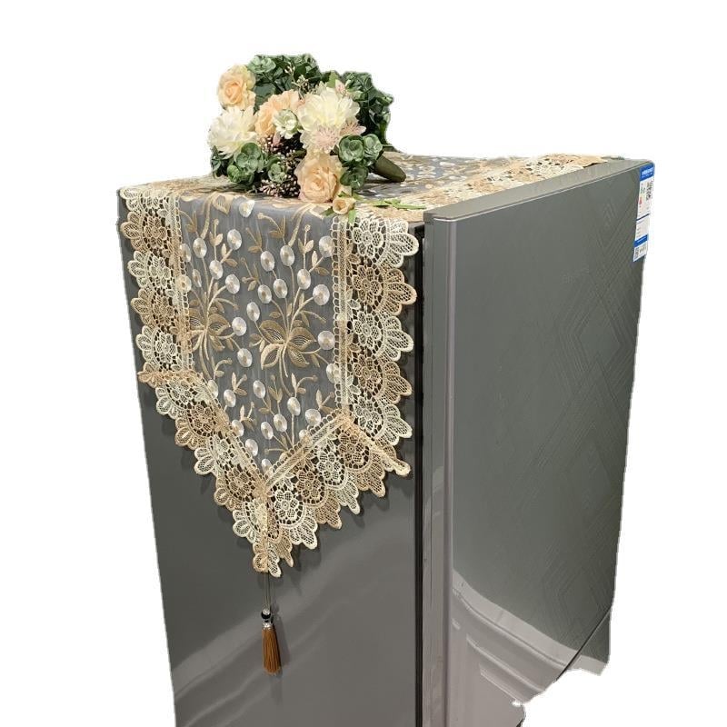 Changli ledusskapja pārsegs ar mežģīnēm un izšuvumu, pielāgojams, dzīvojamā istaba