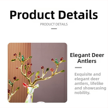 Sveķu briedis figūriņa, ķīniešu stila dekoratīvā skulptūra mājām vai birojam, ideāla dāvana