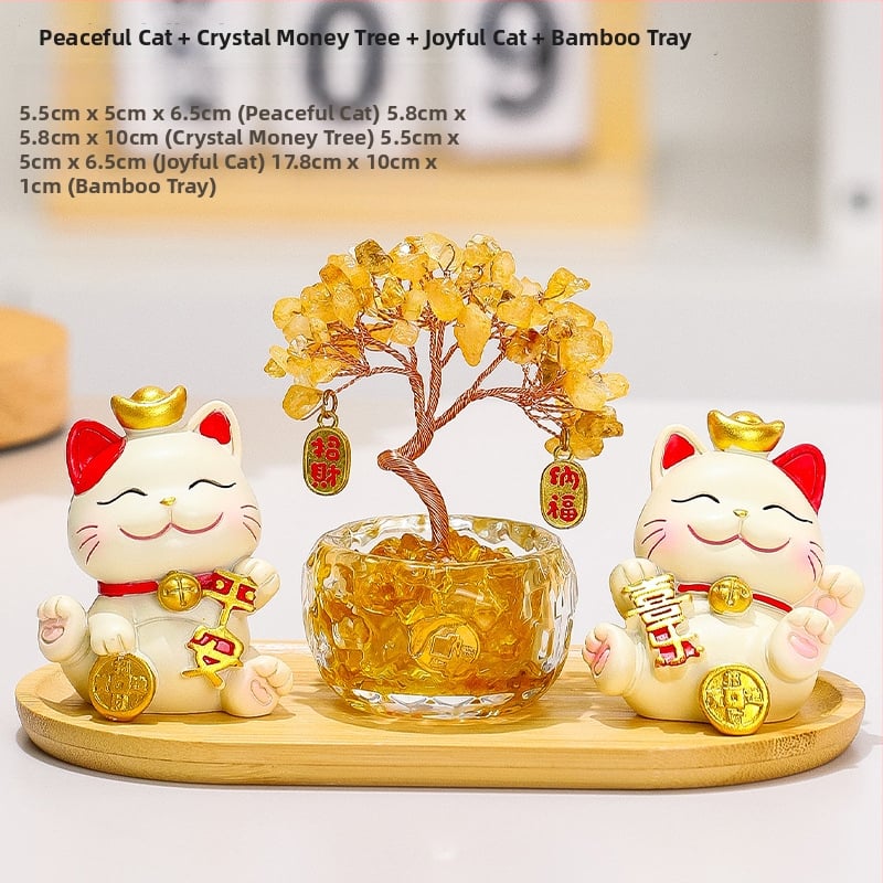 Sveķu laimes koks ar kaķi – biroja un viesistabas dekora, mūsdienīgs minimālisms stils (Materiāls: Sveķi; Stils: Mūsdienīgs minimālisms; Tēma: Citrins laimes koks ar kaķi; Kategorija: Sveķu amatniecība; Zīmols: Ruijie)