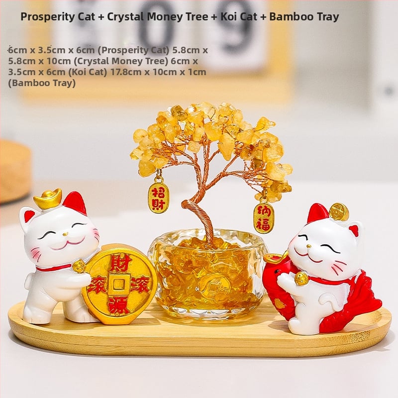 Sveķu laimes koks ar kaķi – biroja un viesistabas dekora, mūsdienīgs minimālisms stils (Materiāls: Sveķi; Stils: Mūsdienīgs minimālisms; Tēma: Citrins laimes koks ar kaķi; Kategorija: Sveķu amatniecība; Zīmols: Ruijie)