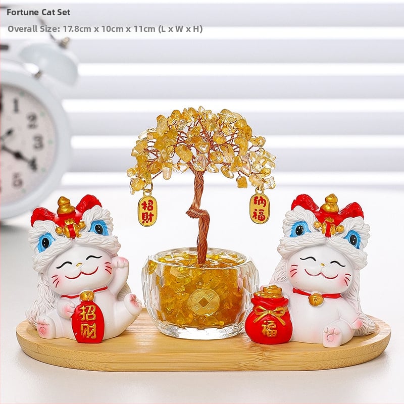 Sveķu laimes koks ar kaķi – biroja un viesistabas dekora, mūsdienīgs minimālisms stils (Materiāls: Sveķi; Stils: Mūsdienīgs minimālisms; Tēma: Citrins laimes koks ar kaķi; Kategorija: Sveķu amatniecība; Zīmols: Ruijie)