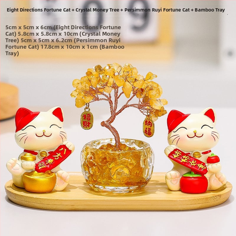 Sveķu laimes koks ar kaķi – biroja un viesistabas dekora, mūsdienīgs minimālisms stils (Materiāls: Sveķi; Stils: Mūsdienīgs minimālisms; Tēma: Citrins laimes koks ar kaķi; Kategorija: Sveķu amatniecība; Zīmols: Ruijie)