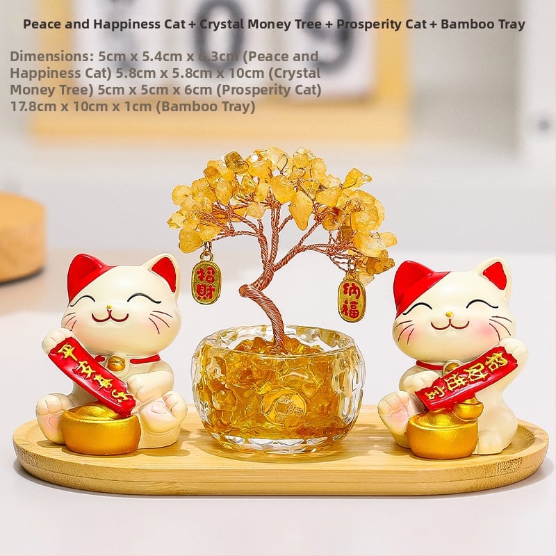 Sveķu laimes koks ar kaķi – biroja un viesistabas dekora, mūsdienīgs minimālisms stils (Materiāls: Sveķi; Stils: Mūsdienīgs minimālisms; Tēma: Citrins laimes koks ar kaķi; Kategorija: Sveķu amatniecība; Zīmols: Ruijie)