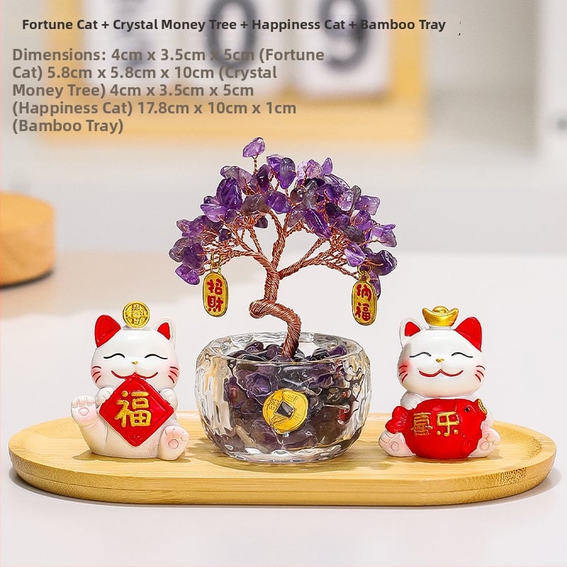 Sveķu laimes koks ar kaķi – biroja un viesistabas dekora, mūsdienīgs minimālisms stils (Materiāls: Sveķi; Stils: Mūsdienīgs minimālisms; Tēma: Citrins laimes koks ar kaķi; Kategorija: Sveķu amatniecība; Zīmols: Ruijie)