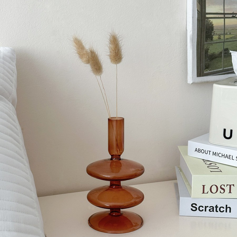 Üveg váza nappali dekorációhoz – könnyed luxus stílus, alap fa palettás, alkalmas házavatóra és ünnepi alkalmakra